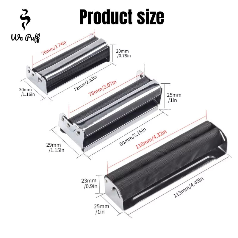 WE PUFF Portable Mini Metal Manual Rolling Machine 70/78/110 MM Paper Tobacco Hand Roller Cigarette Maker Gadgets for Men Gift