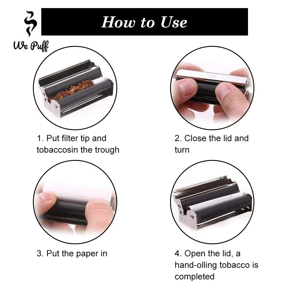 WE PUFF Portable Mini Metal Manual Rolling Machine 70/78/110 MM Paper Tobacco Hand Roller Cigarette Maker Gadgets for Men Gift